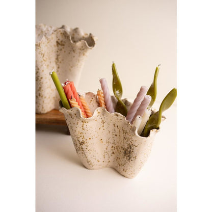 Set of Two Ceramic Rustic Edge Vases