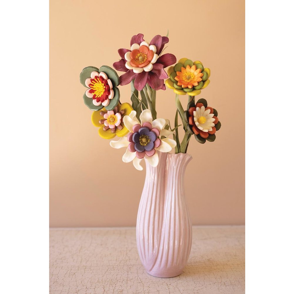 Set Of 6 Felt Flowers #9026