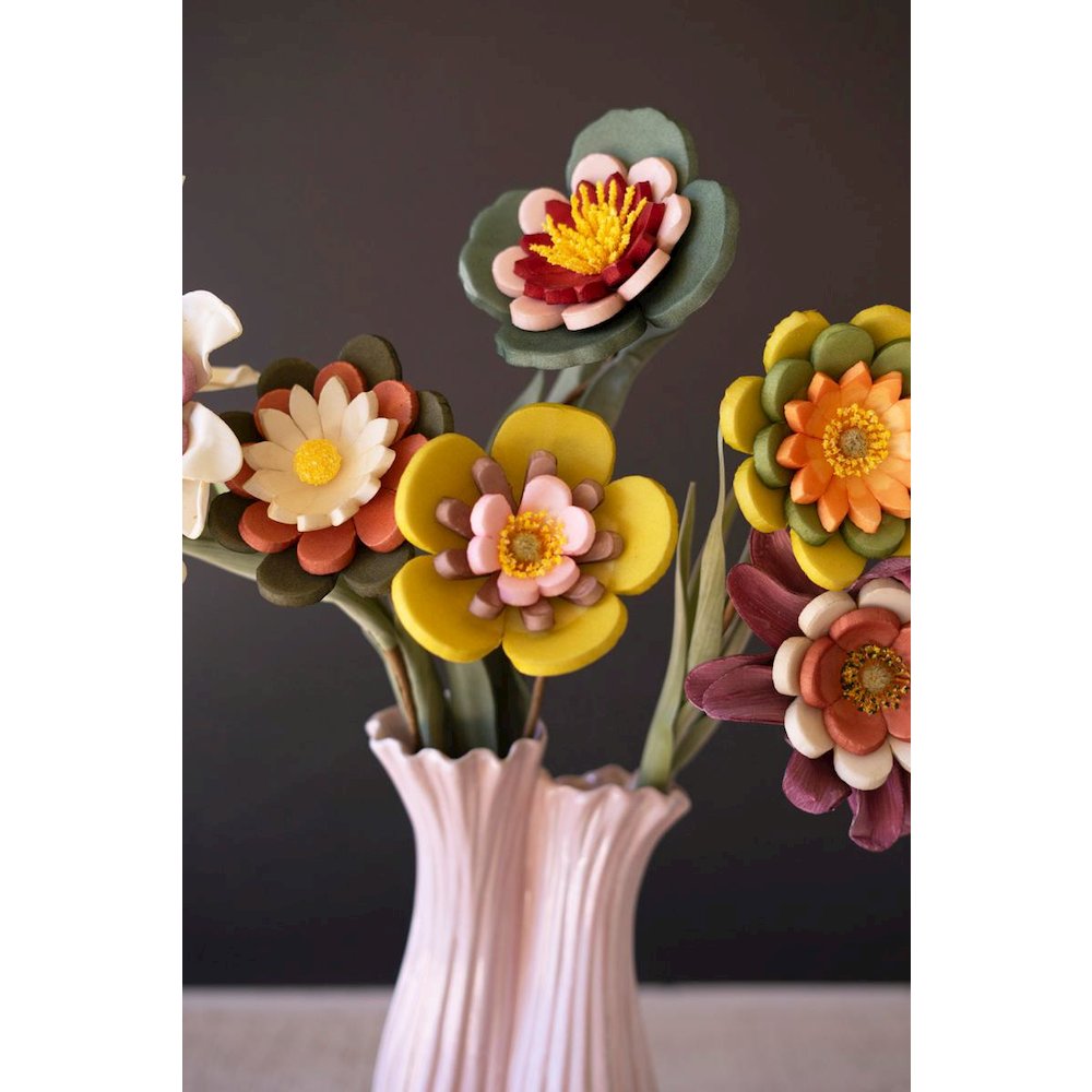 Set Of 6 Felt Flowers #9026