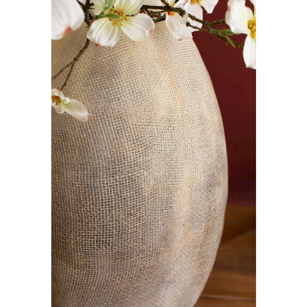 Tall Stone Composite Scalloped Vase