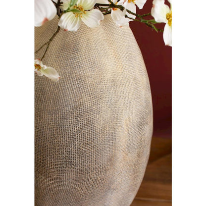Tall Stone Composite Scalloped Vase