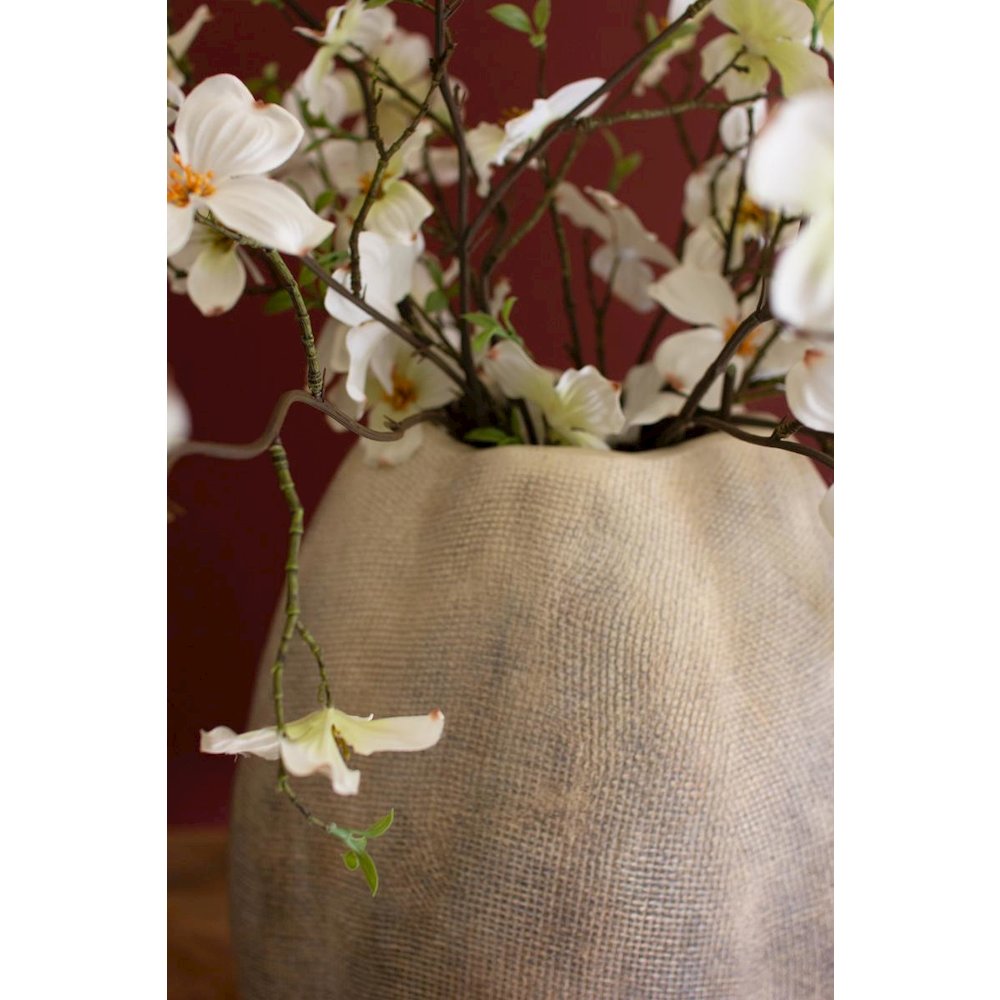 Tall Stone Composite Scalloped Vase
