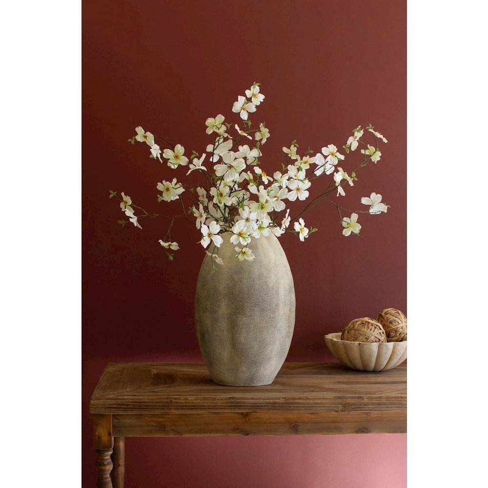 Tall Stone Composite Scalloped Vase