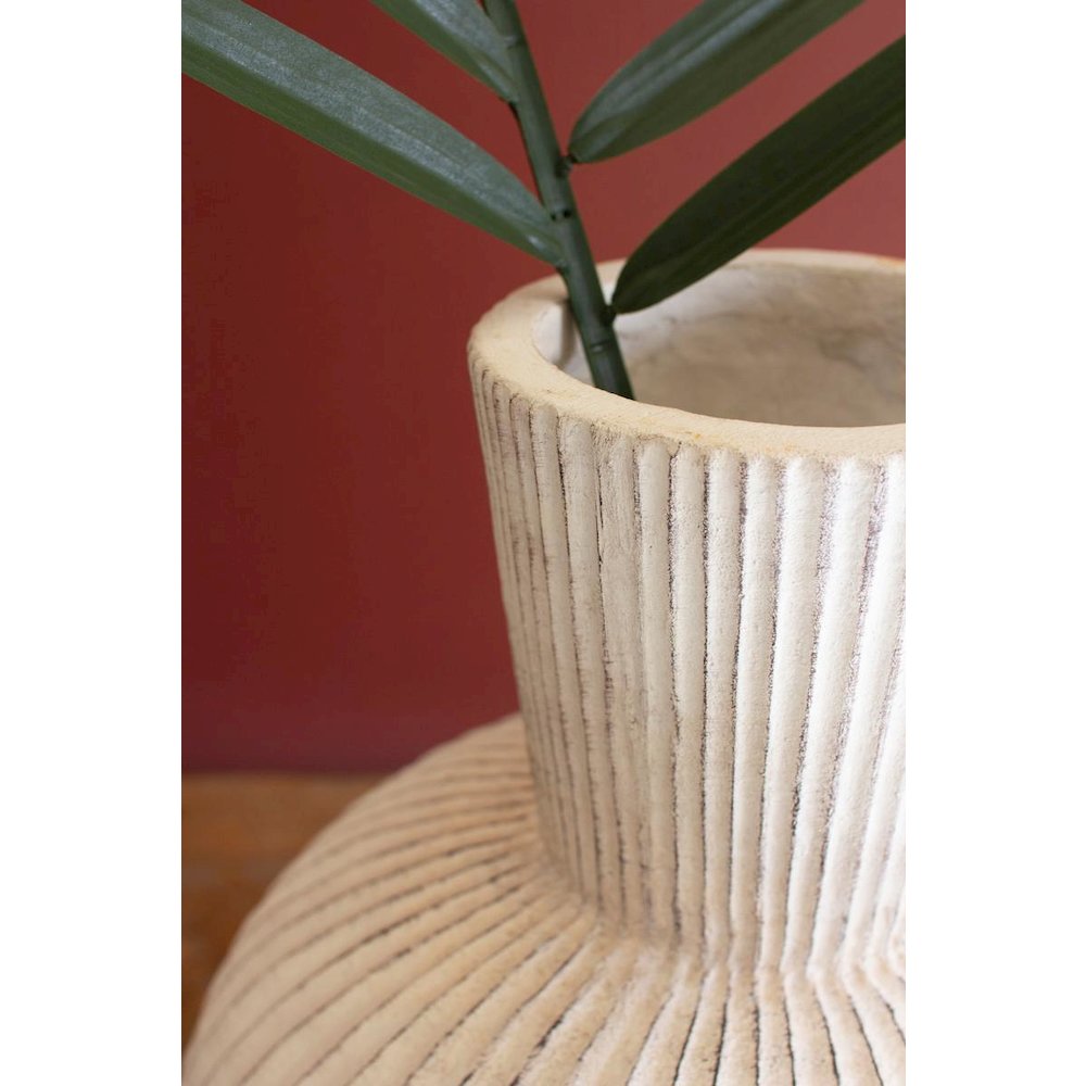 Tall Stone Composite Fluted Bulb Vase
