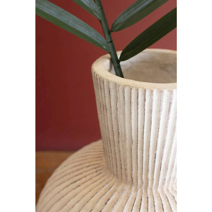 Tall Stone Composite Fluted Bulb Vase
