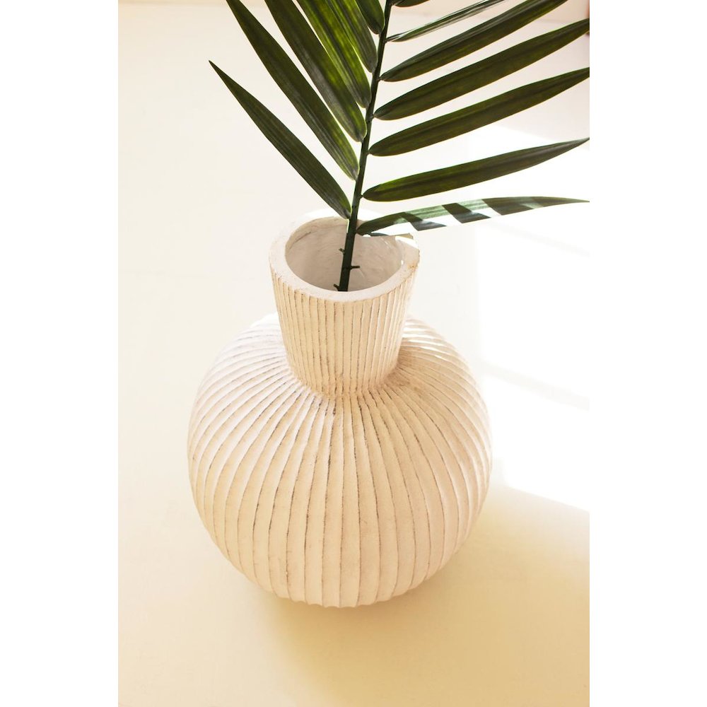 Tall Stone Composite Fluted Bulb Vase