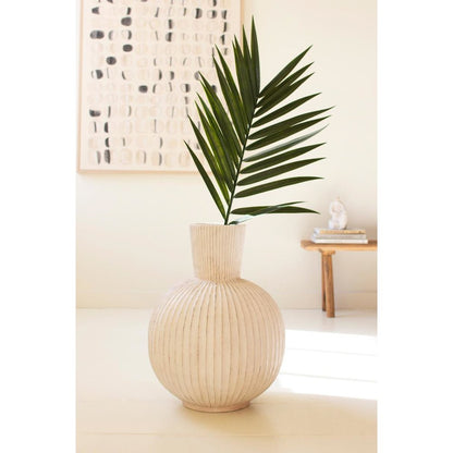 Tall Stone Composite Fluted Bulb Vase