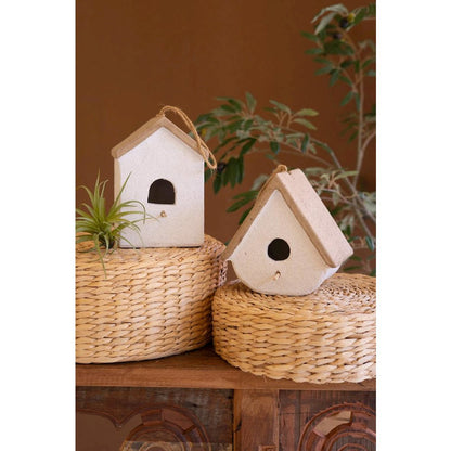 Set Of Two Cement Birdhouses