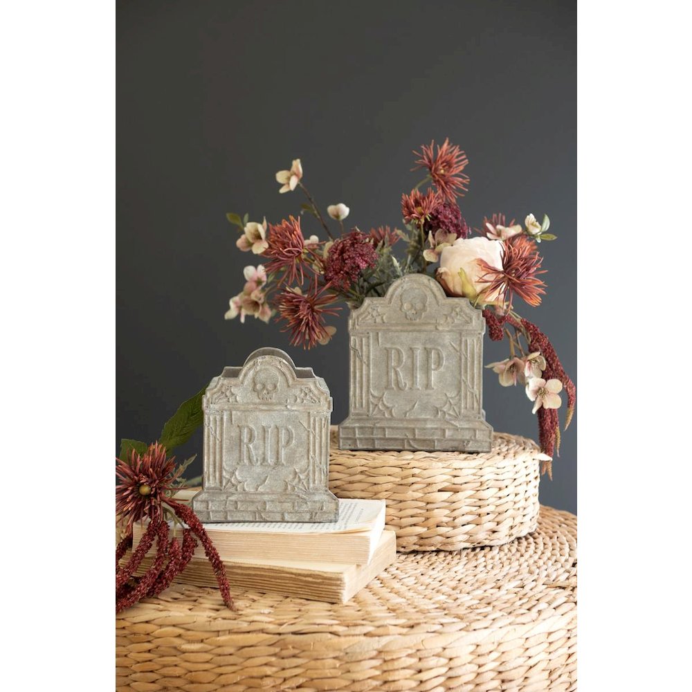 Set of Two Halloween Cement Rip Planters