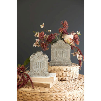 Set of Two Halloween Cement Rip Planters