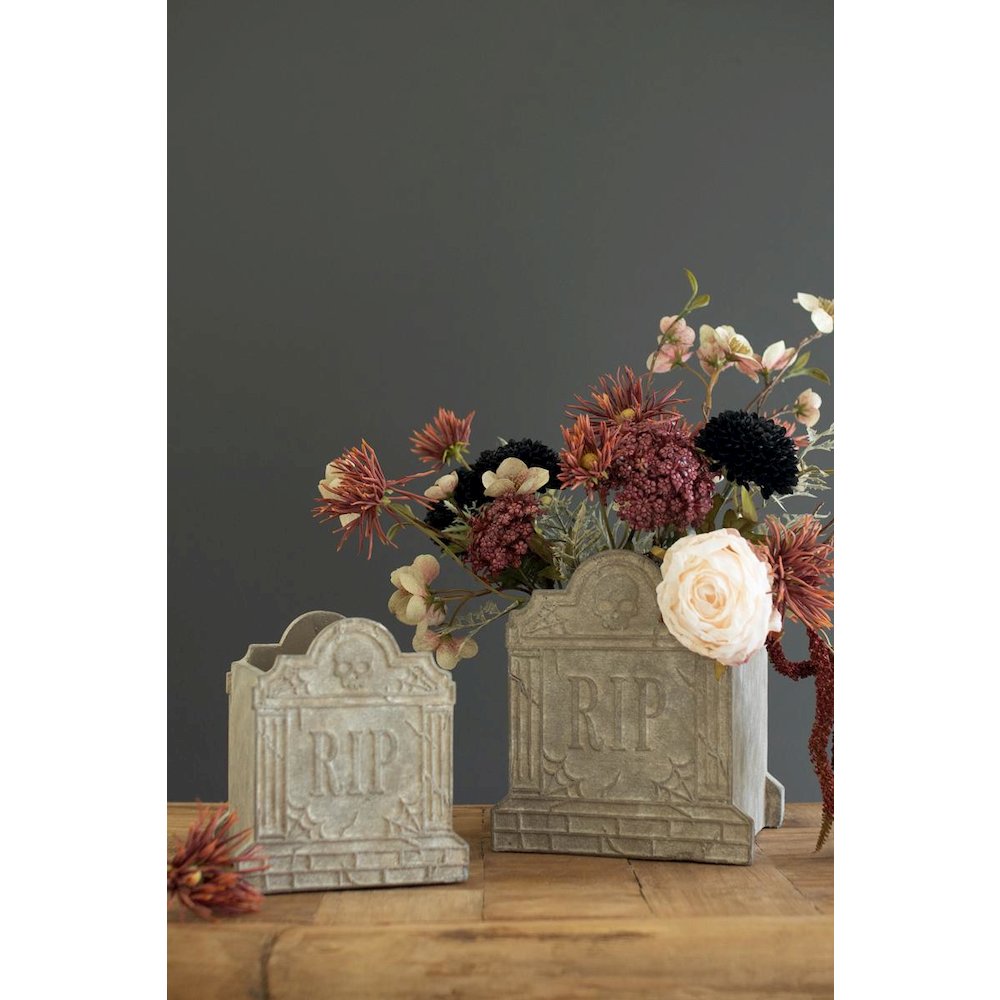 Set of Two Halloween Cement Rip Planters
