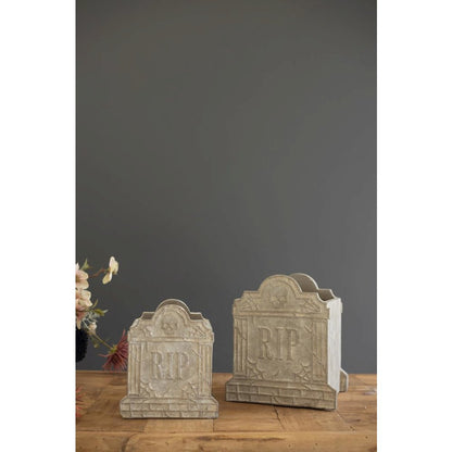 Set of Two Halloween Cement Rip Planters