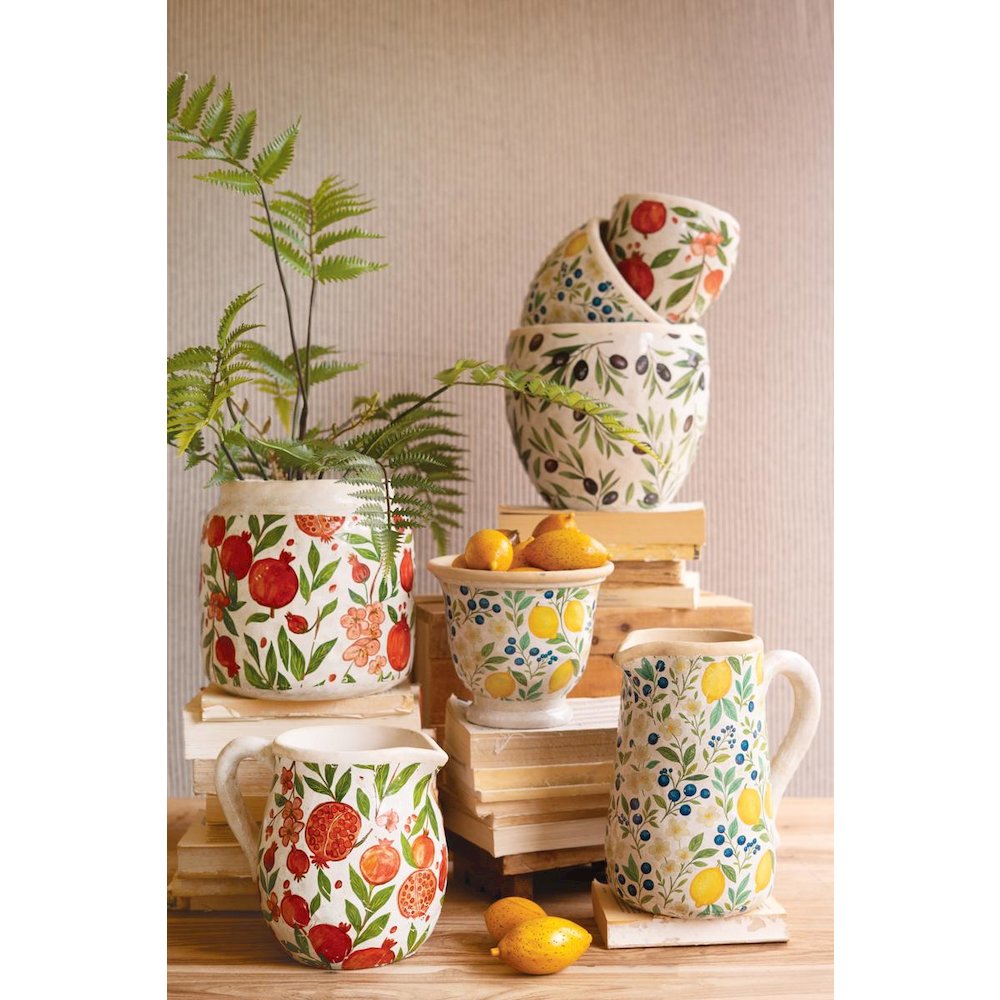 Set of Two Cement Pitcher and Vase - Lemons