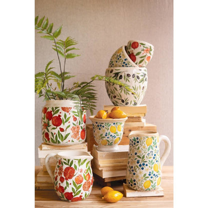 Set of Two Cement Pitcher and Vase - Lemons