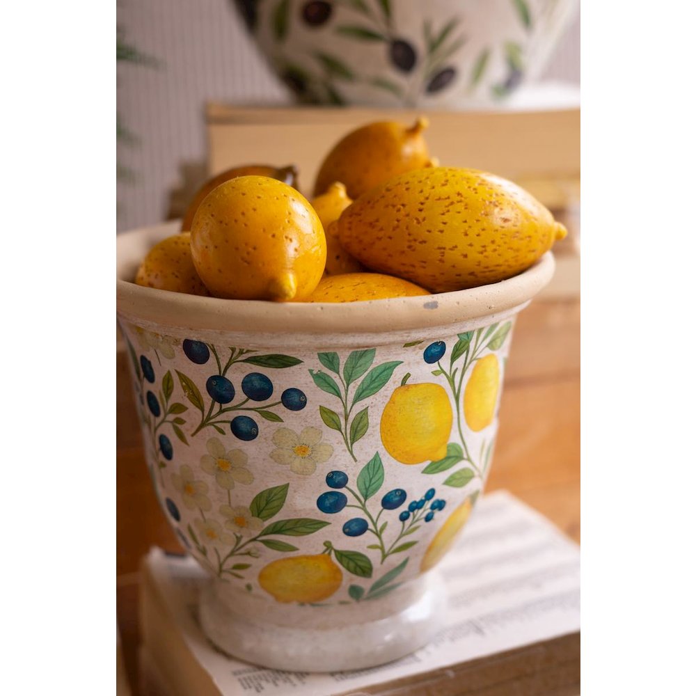 Set of Two Cement Pitcher and Vase - Lemons