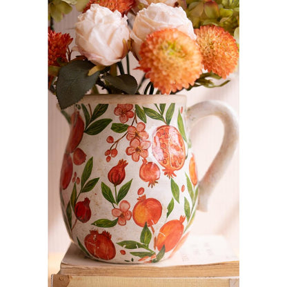 Set of Two Cement Pitcher and Vase - Pomegranites