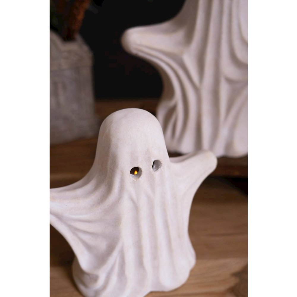 Set of Two Cement Halloween Ghosts