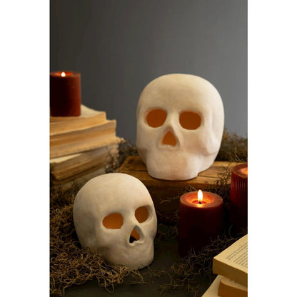 Set of Two Cement Halloween Skulls