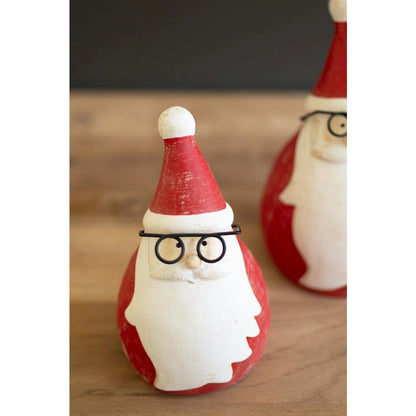 Set of Two Cement Santas with Glasses