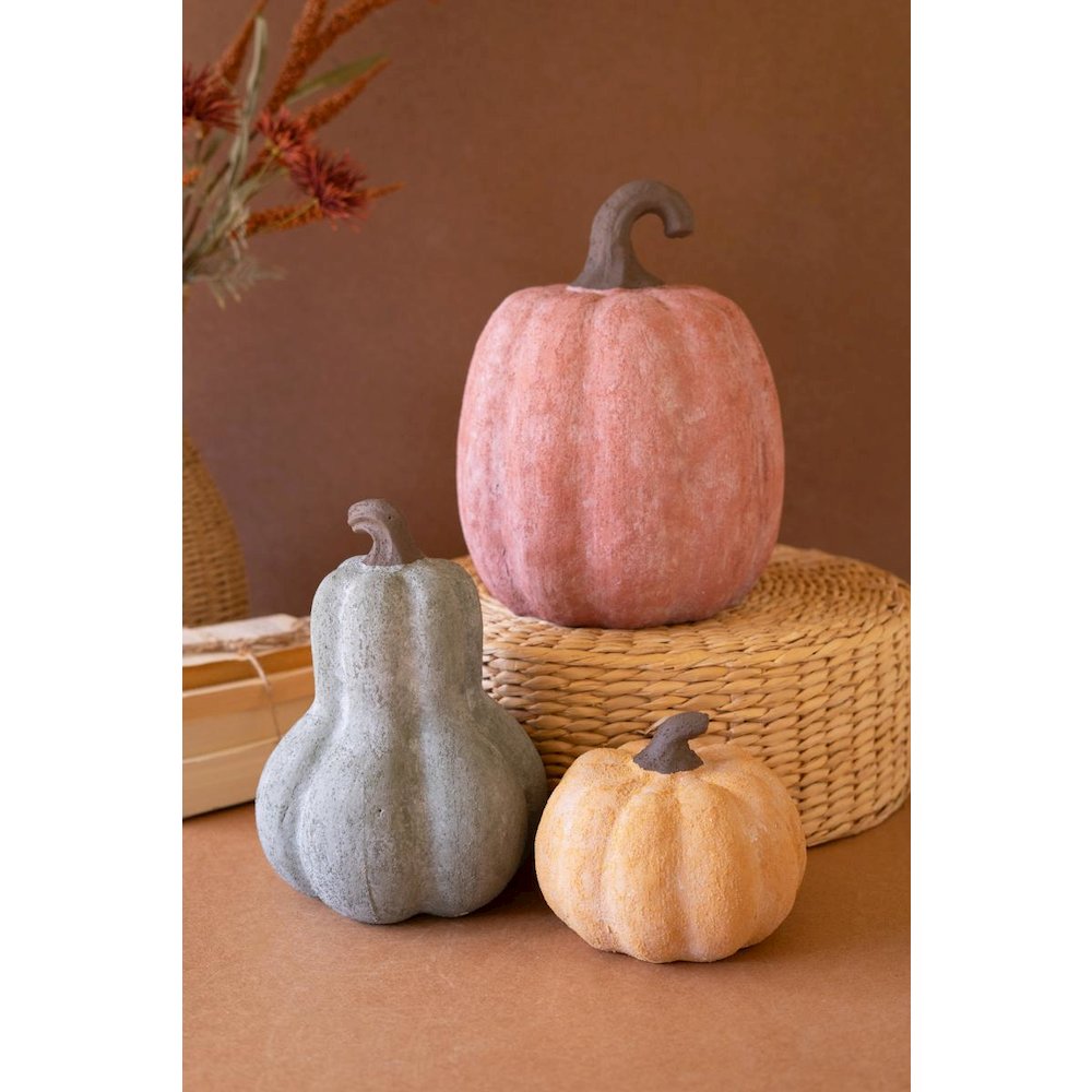 Set of Three Terracotta Pumpkins
