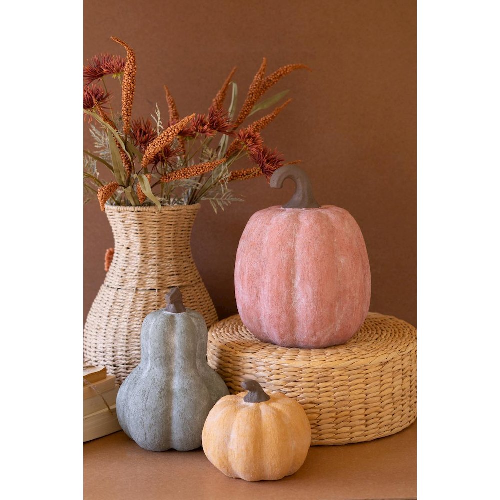 Set of Three Terracotta Pumpkins