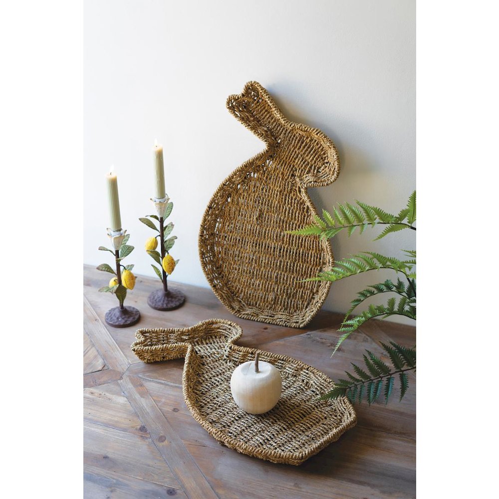 Set Of Two Woven Vine Rabbit Trays