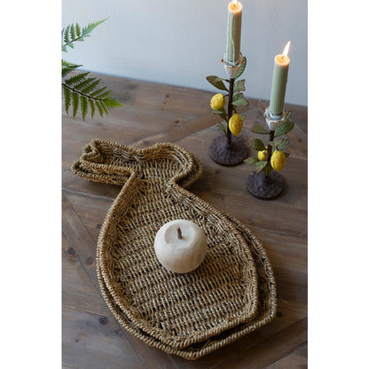 Set Of Two Woven Vine Rabbit Trays