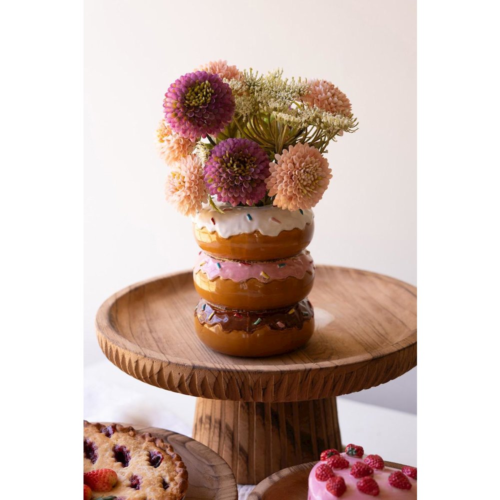 Set Of Three Etched Wood Serving Stands