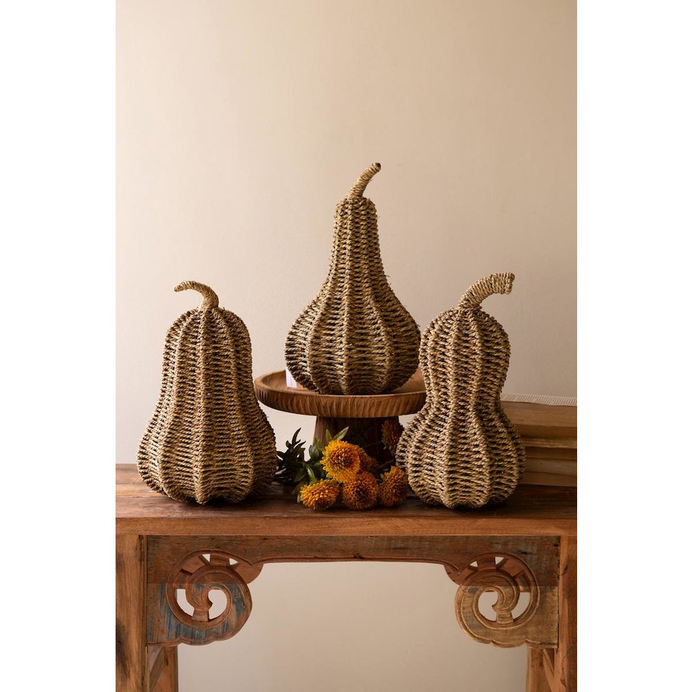 Set Of Three Woven Vine Gourds