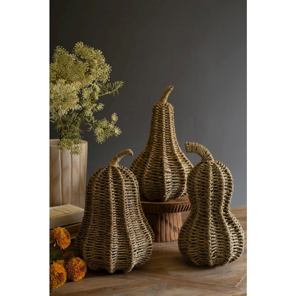 Set Of Three Woven Vine Gourds
