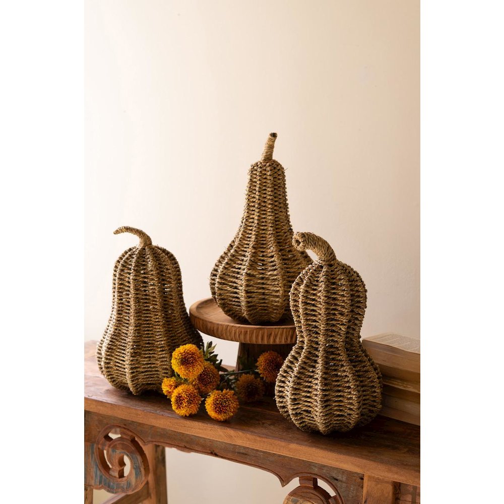 Set Of Three Woven Vine Gourds
