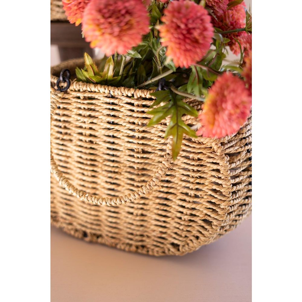 Set Of 2 Woven Vine Baskets With Hinged Handles