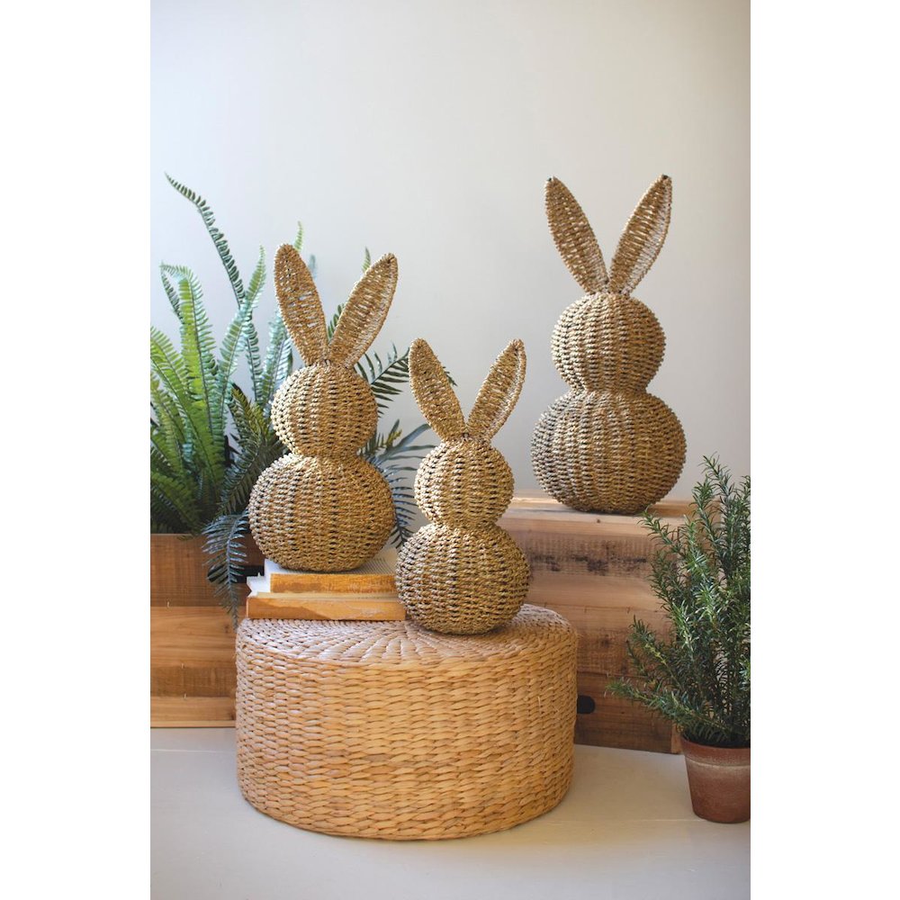 Set Of Three Woven Vine Easter Rabbits