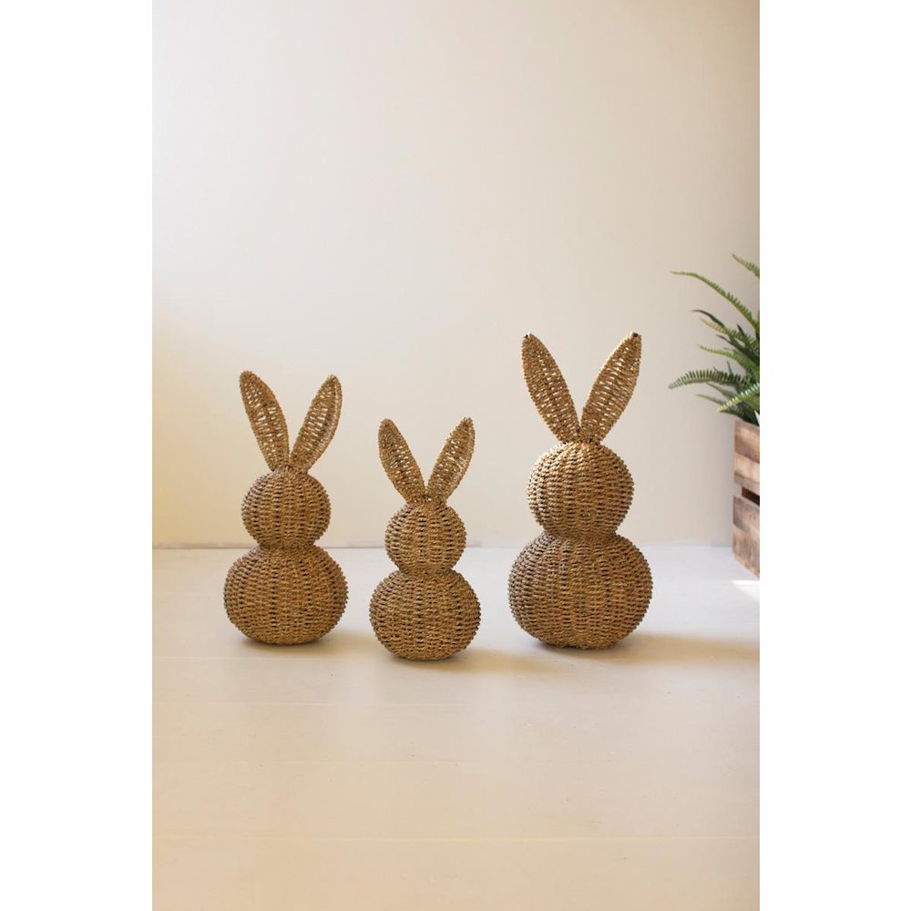 Set Of Three Woven Vine Easter Rabbits