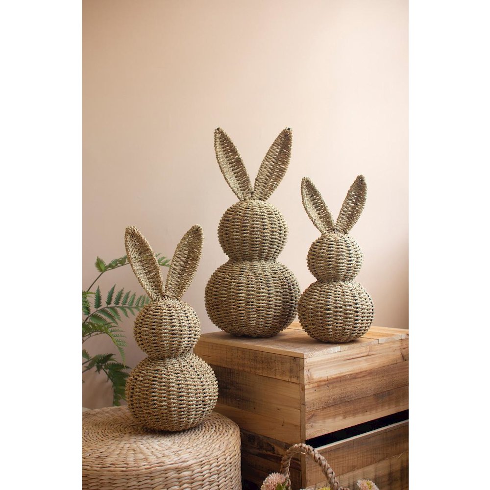 Set Of Three Woven Vine Easter Rabbits