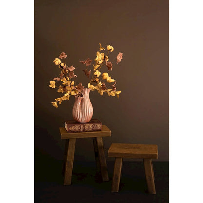 Set Of Two Rectangle Wood Stools - Dark Brown
