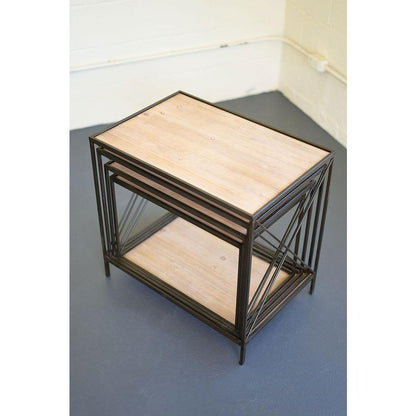 Stackable Four Tiered Metal And Wood Shelving Unit