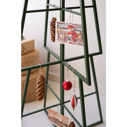 Green Painted Metal Christmas Tree Ornament Display