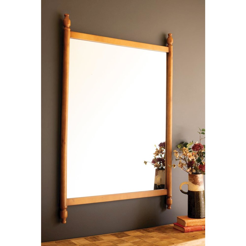 Wood Framed Mirror with Finials