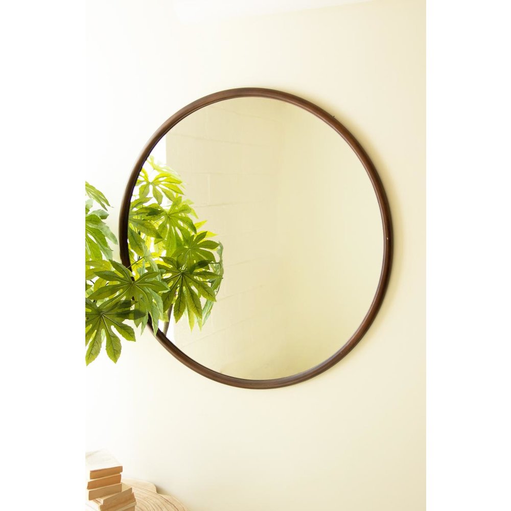 Round Wood Framed Mirror - 39.5"d