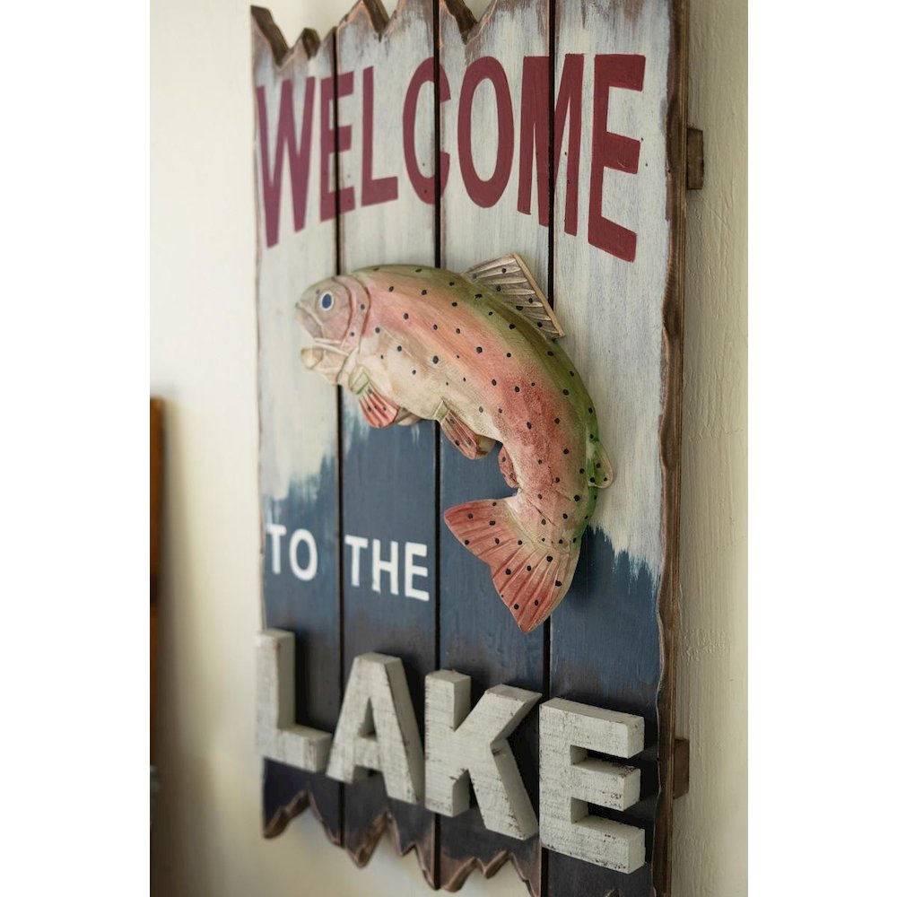 Welcome To The Lake Sign With Trout