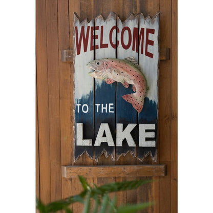 Welcome To The Lake Sign With Trout