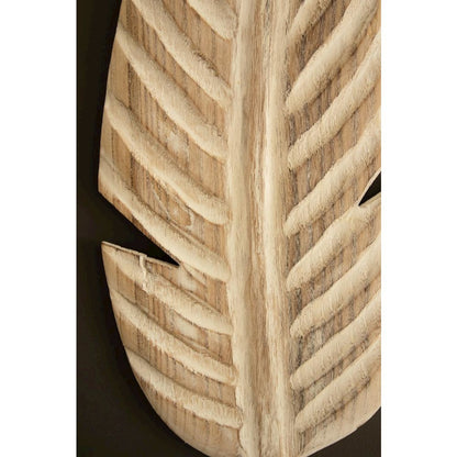 Set of Three Hand-carved Paulownia Wood Leaves