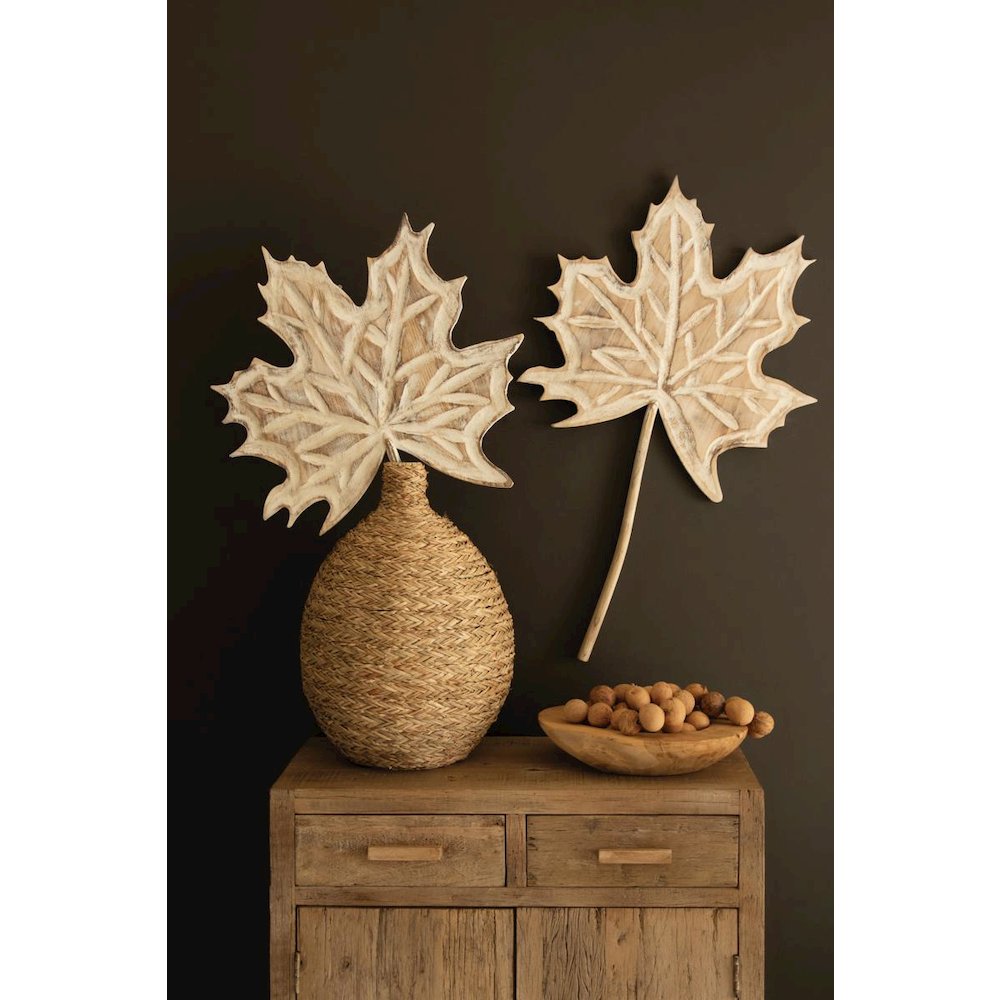 Hand-carved Paulownia Wood Maple Leaf