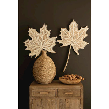 Hand-carved Paulownia Wood Maple Leaf