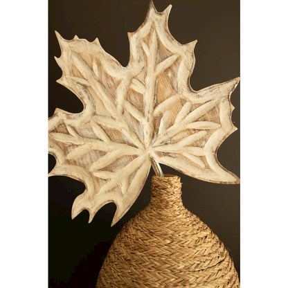 Hand-carved Paulownia Wood Maple Leaf