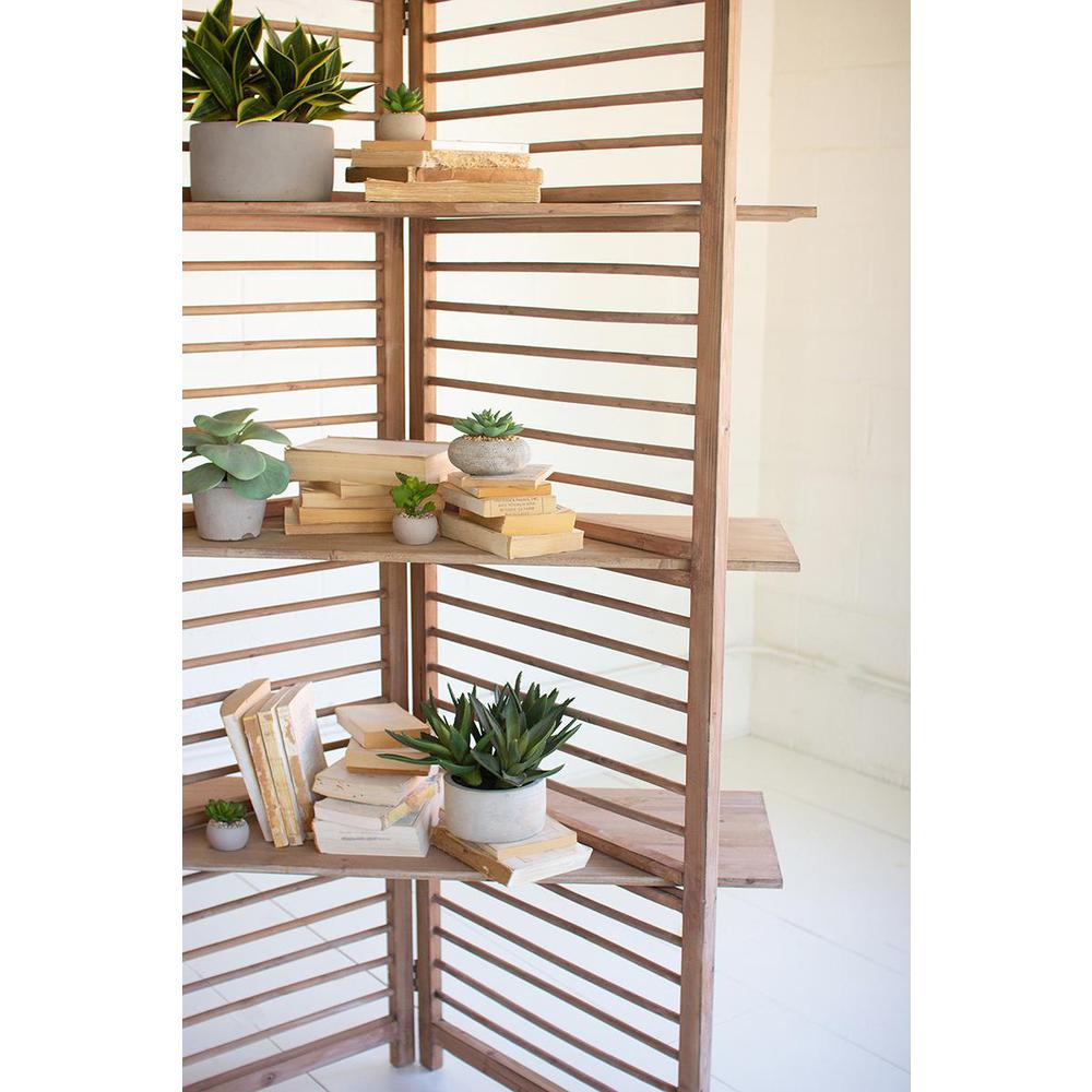 Folding Wooden Screen With Three Shelves