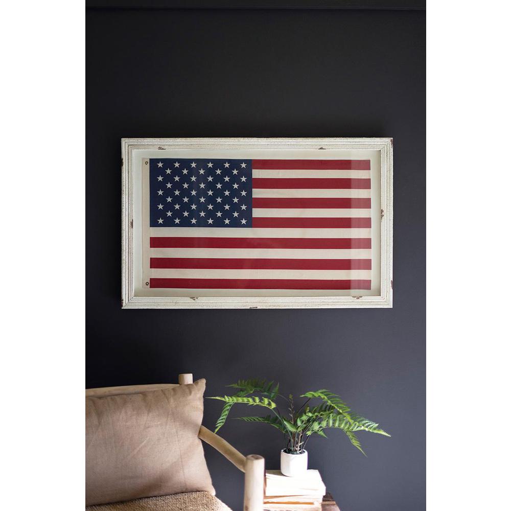 Large Framed American Flag Under Glass