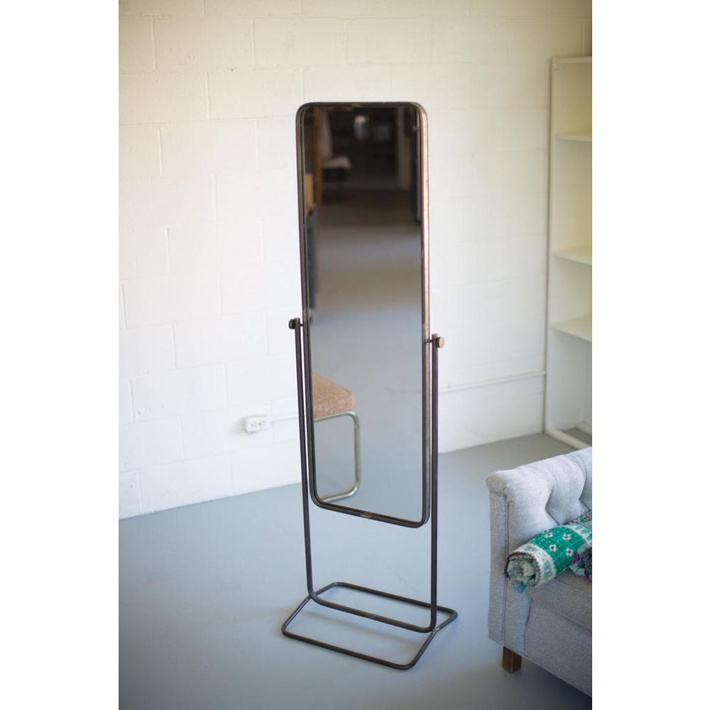 Tall Metal Framed Floor Mirror With Stand