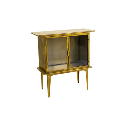 Antique Brass And Glass Two Door Cabinet